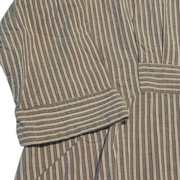 Flax Red and Cream Striped Cotton 3/4 SleevesPullover Top Size Small - Picture 4 of 9